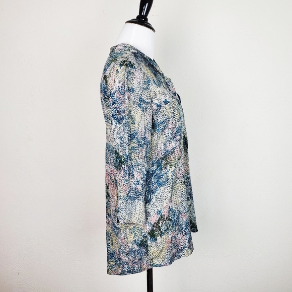 Rachel Mara Blouse Top Silk Abstract Impressionist Boho Cottagecore Artsy - Picture 6 of 10